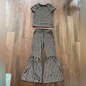 Art Class Stripped Shimmer Top and Bell Bottoms